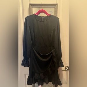 Black long sleeve wrap dress